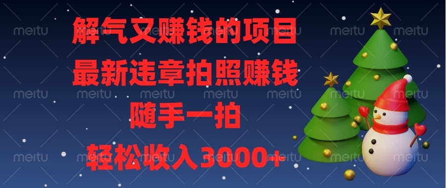 解气又赚钱的项目，最新违章拍照赚钱，随手一拍，轻松收入3000+-梦清网创