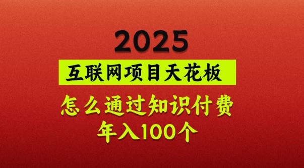2025项目天花板，普通怎么通过知识付费翻身，年入百个【揭秘】-梦清网创