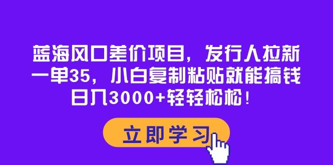 蓝海风口差价项目，发行人拉新，一单35，小白复制粘贴就能搞钱！日入30…-梦清网创