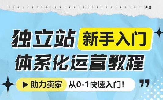 独立站新手入门体系化运营教程，助力独立站卖家从0-1快速入门!-梦清网创