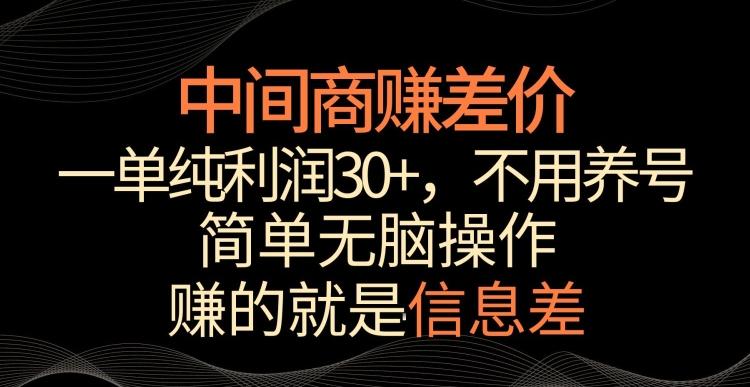中间商赚差价，一单纯利润30+，简单无脑操作，赚的就是信息差，轻轻松松日入1000+【揭秘】-梦清网创