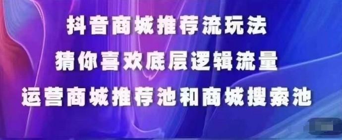 抖音商城运营课程，猜你喜欢入池商城搜索商城推荐人群标签覆盖-梦清网创
