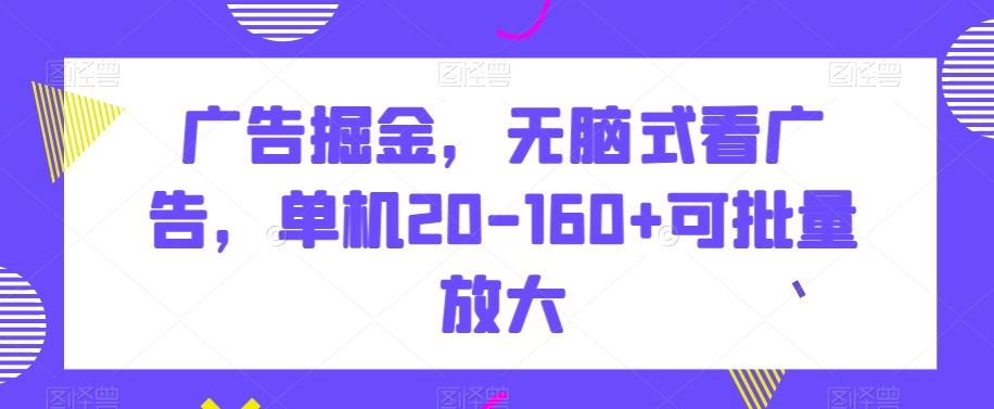 广告掘金，无脑式看广告，单机20-160+可批量放大【揭秘】-梦清网创