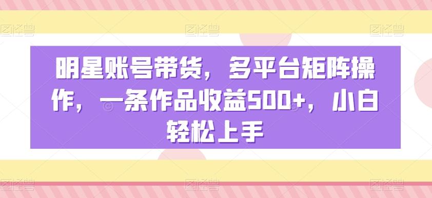 明星账号带货，多平台矩阵操作，一条作品收益500+，小白轻松上手【揭秘】-梦清网创