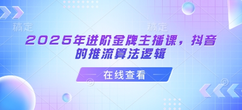 2025年进阶金牌主播课，抖音的推流算法逻辑-梦清网创