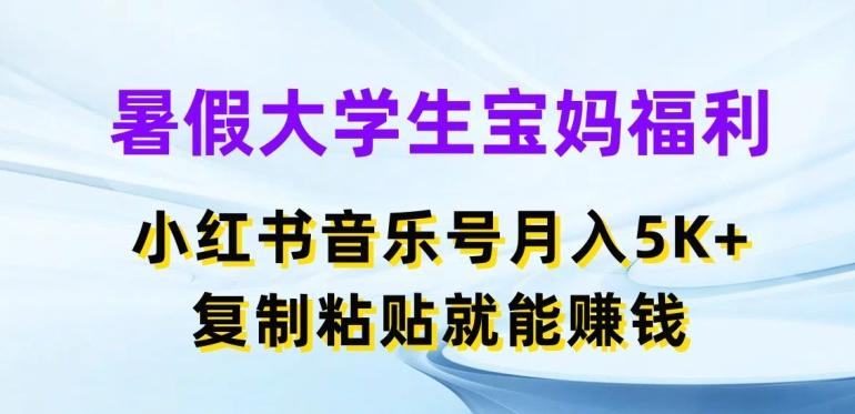 暑假大学生宝妈福利，小红书音乐号月入5000+，复制粘贴就能赚钱【揭秘】-梦清网创