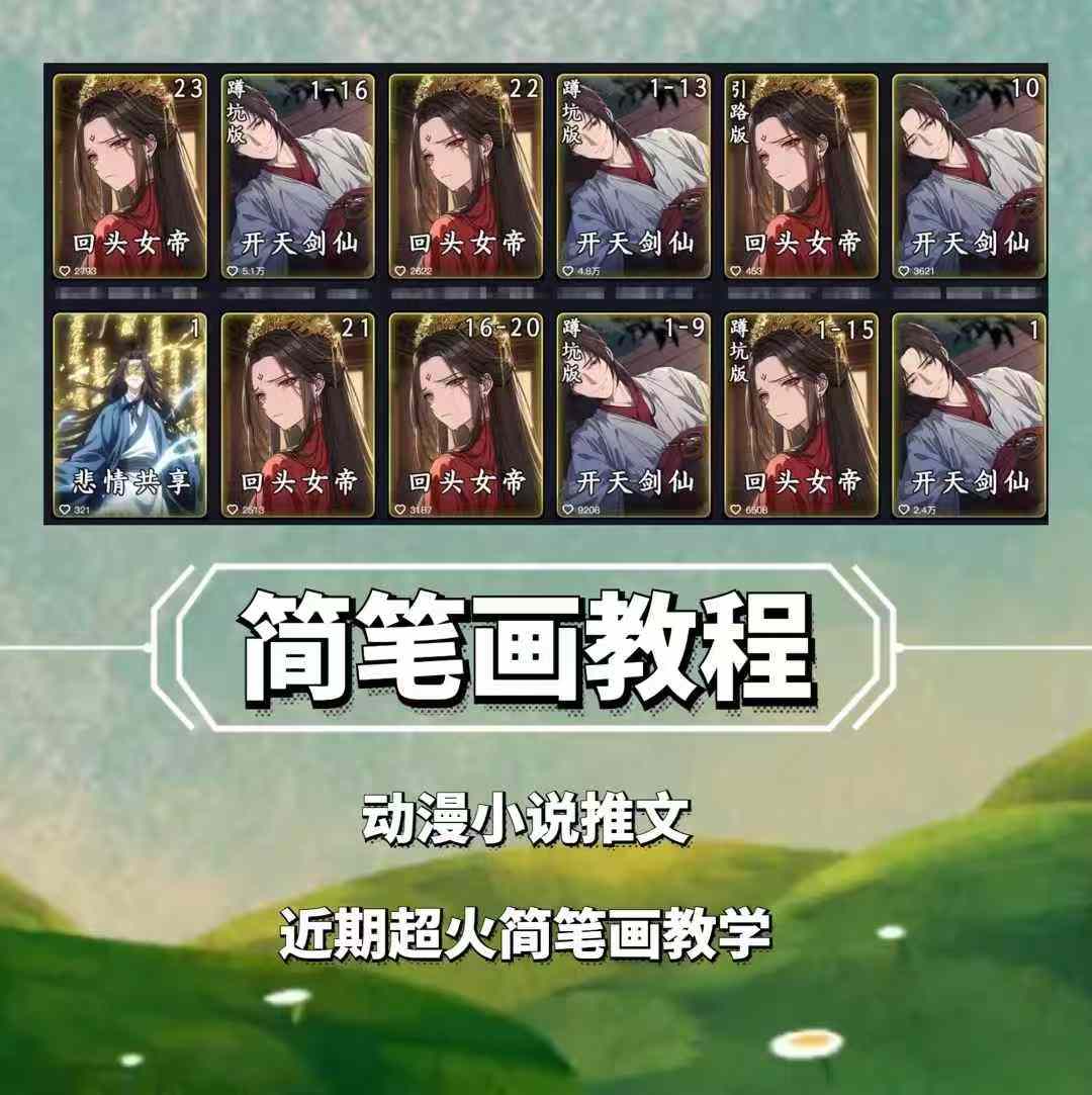 兜兜简笔画教学，小说推文动漫玩法，可做伙伴计划、分成计划、接广告等-梦清网创