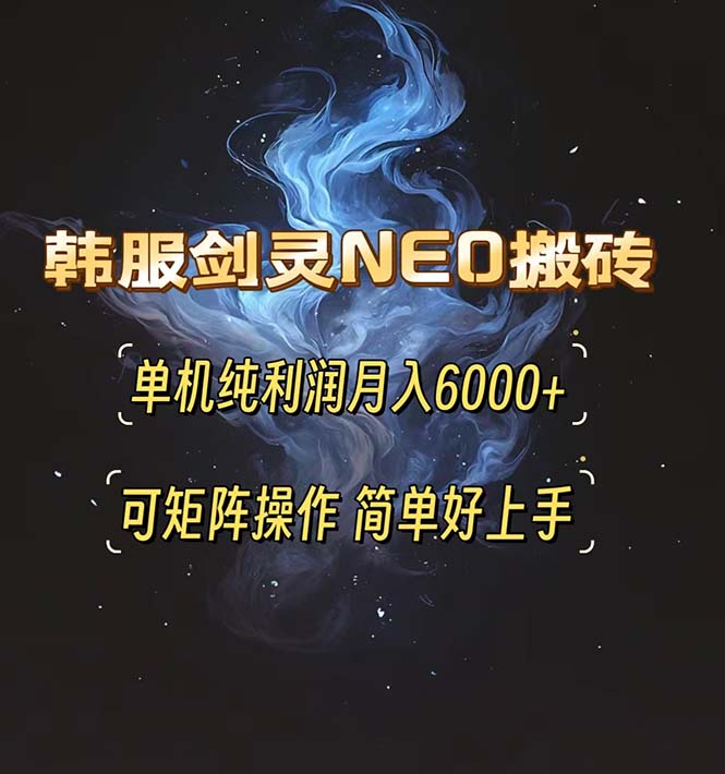 韩服剑灵NEO搬砖攻略，单机纯利润月入6000+ 可矩阵操作，简单好上手。-梦清网创