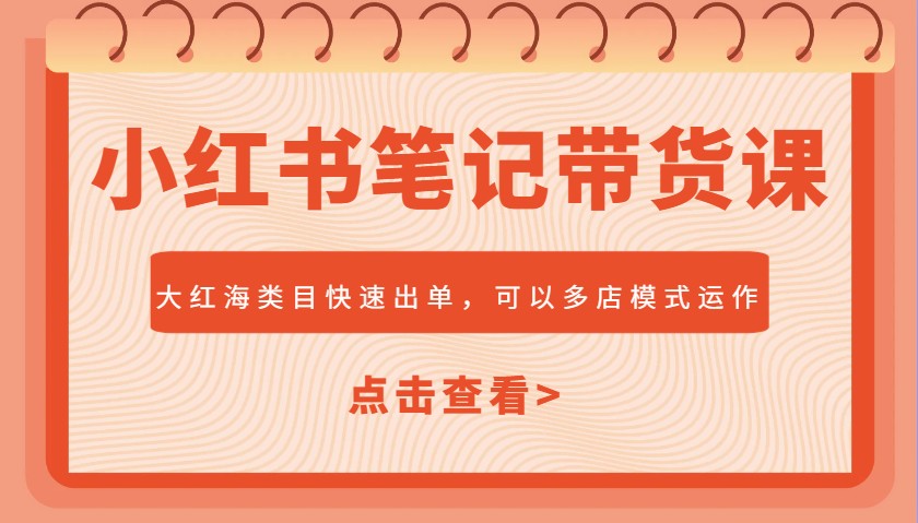 小红书笔记带货课，大红海类目快速出单，市场大，可以多店模式运作-梦清网创