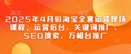 2025年4月份淘宝全套运营现场课程，运营后台、关键词推广、SEO搜索、万相台推广-梦清网创