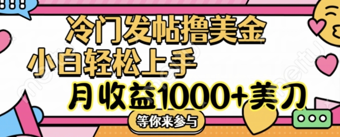 冷门发帖撸美金项目，月收益1000+美金，简单无脑，干就完了【揭秘】-梦清网创