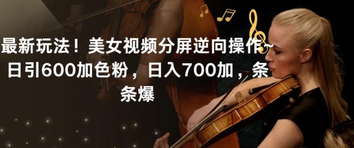 最新玩法！美女视频分屏逆向操作~日引600加色粉，日入700加，条条爆【揭秘】-梦清网创