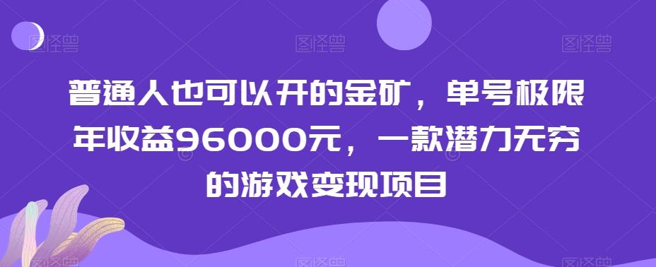 普通人也可以开的金矿，单号极限年收益96000元，一款潜力无穷的游戏变现项目【揭秘】-梦清网创