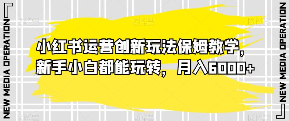 小红书运营创新玩法保姆教学，新手小白都能玩转，月入6000+【揭秘】-梦清网创