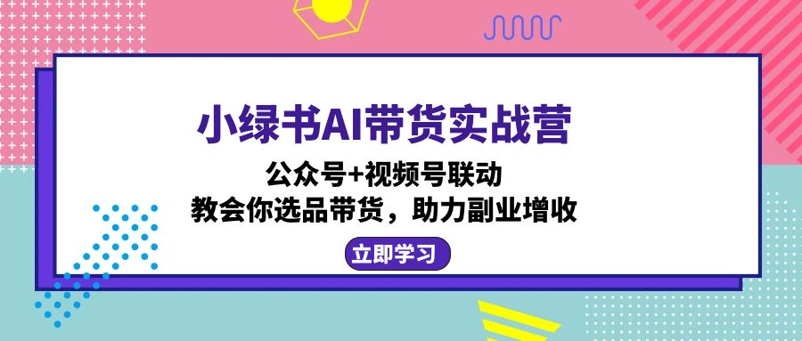 小绿书AI带货实战营：公众号+视频号联动，教会你选品带货，助力副业增收-梦清网创