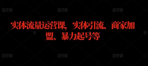 实体流量运营课，实体引流、商家加盟、暴力起号等-梦清网创