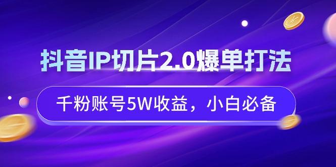 抖音IP切片2.0爆单打法，千粉账号5W收益，小白必备-梦清网创