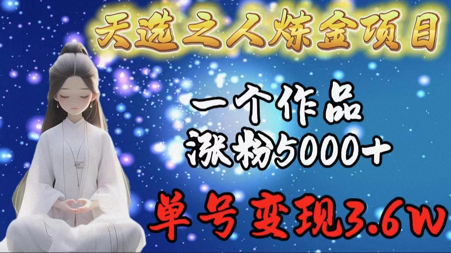 (9693期)天选之人炼金项目，一个作品涨粉5000+，单号变现3.6w-梦清网创
