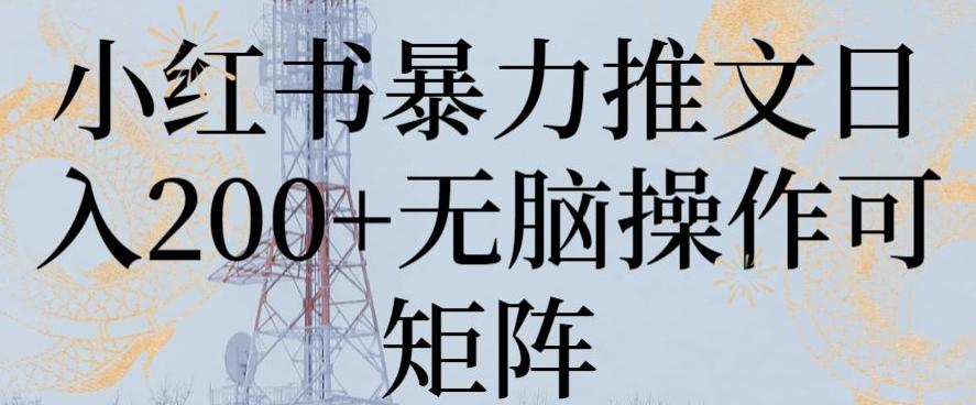 小红书暴力推文日入200+无脑操作可矩阵【揭秘】-梦清网创