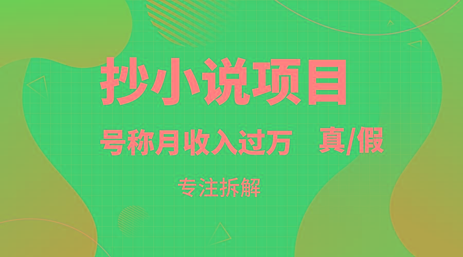 抄小说项目，号称月入过万，到底是否真实，能不能做，详细拆解-梦清网创