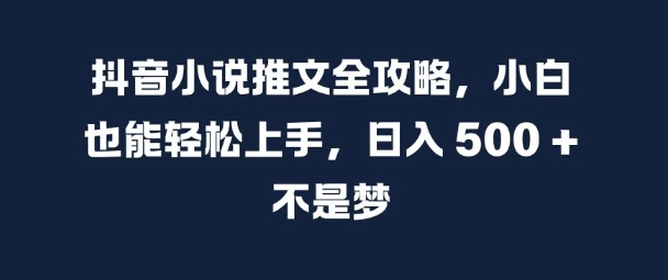 抖音小说推文全攻略，小白也能轻松上手，日入 5张+ 不是梦【揭秘】-梦清网创