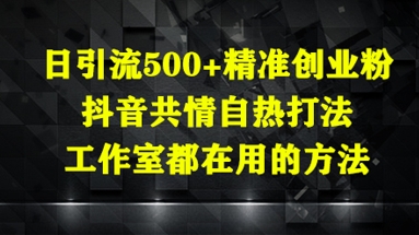 日引流500+精准创业粉，抖音共情自热打法，工作室都在用的方法-梦清网创