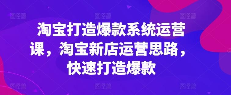 淘宝打造爆款系统运营课，淘宝新店运营思路，快速打造爆款-梦清网创
