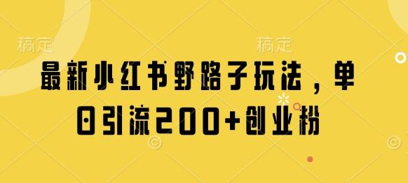 最新小红书野路子玩法，单日引流200+创业粉-梦清网创
