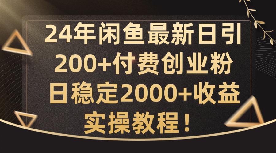 24年闲鱼最新日引200+付费创业粉日稳2000+收益，实操教程【揭秘】-梦清网创