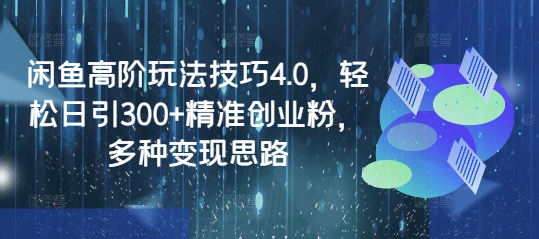 闲鱼高阶玩法技巧4.0，轻松日引300+精准创业粉，多种变现思路-梦清网创
