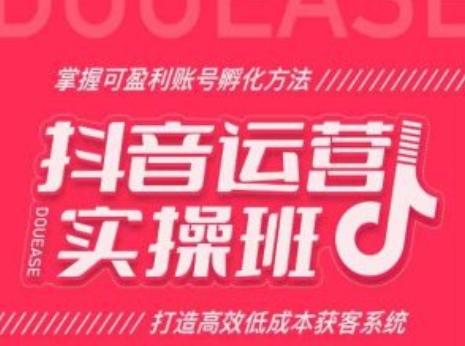 抖音运营实操班，掌握可盈利账号孵化方法，打造高效低成本获客系统-梦清网创