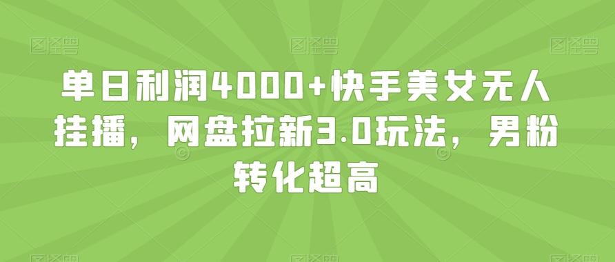 单日利润4000+快手美女无人挂播，网盘拉新3.0玩法，男粉转化超高【揭秘】-梦清网创