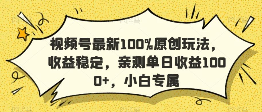 视频号最新100%原创玩法，收益稳定，亲测单日收益1000+，小白专属【揭秘】-梦清网创