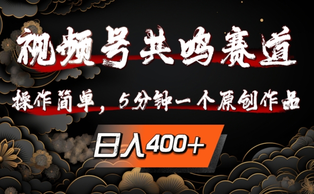 视频号共鸣赛道，操作简单，5分钟1个原创作品，日入几张【揭秘】-梦清网创