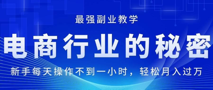 电商行业的秘密，新手每天操作不到一小时，月入过万轻轻松松，最强副业…-梦清网创