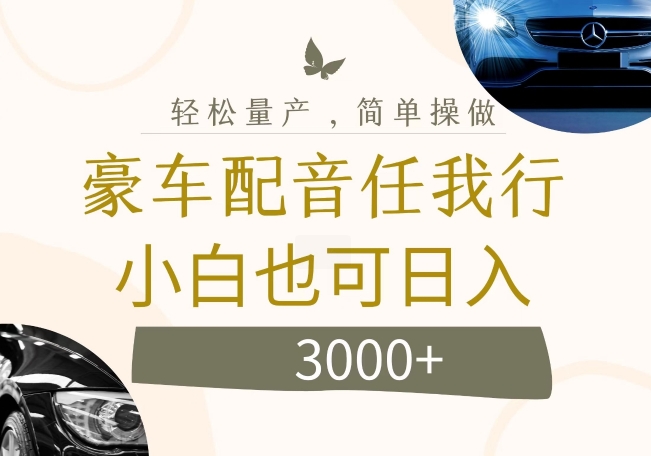 不为人知的暴力小项目，豪车配音，日入几张【揭秘】-梦清网创