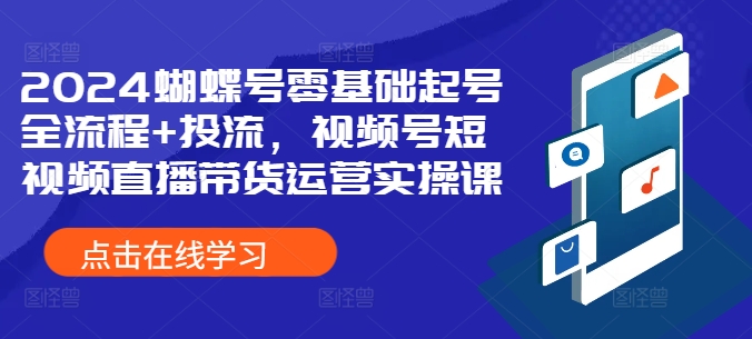 2024蝴蝶号零基础起号全流程+投流，视频号短视频直播带货运营实操课-梦清网创