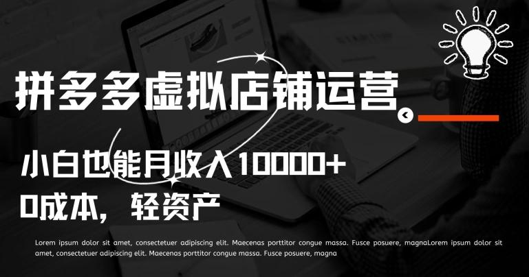 拼多多虚拟店铺运营小白也能月收入10000+【揭秘】-梦清网创