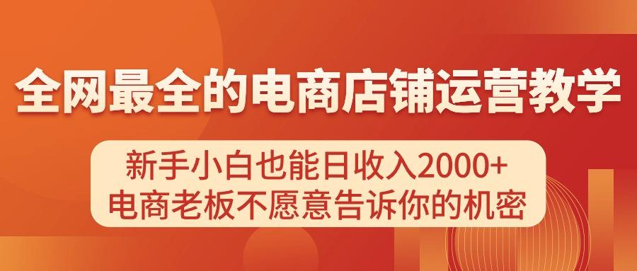 电商店铺运营教学，新手小白也能日收入2000+，电商老板不愿意告诉你的机密-梦清网创