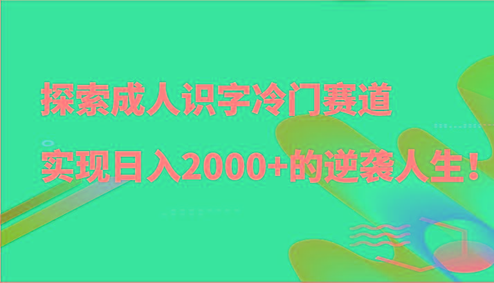 探索成人识字冷门赛道，实现日入2000+的逆袭人生！-梦清网创