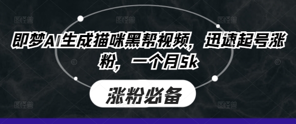 即梦AI生成猫咪黑帮视频，迅速起号涨粉，一个月5k-梦清网创