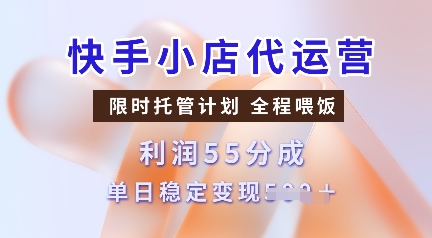 快手小店代运营，限时托管计划，收益55分，单日稳定变现多张【揭秘】-梦清网创