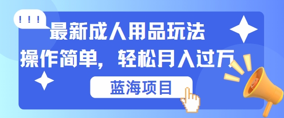最新成人用品项目玩法，操作简单，动动手，轻松日入几张【揭秘】-梦清网创