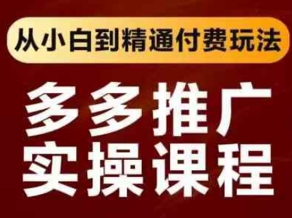 拼多多推广实操课程，从小白到精通付费玩法-梦清网创