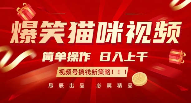 爆笑猫咪视频：简单操作，日入过K，视频号搞钱新策略【揭秘】-梦清网创