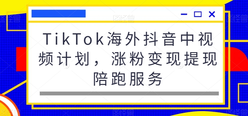 TikTok海外抖音中视频计划，涨粉变现提现陪跑服务-梦清网创