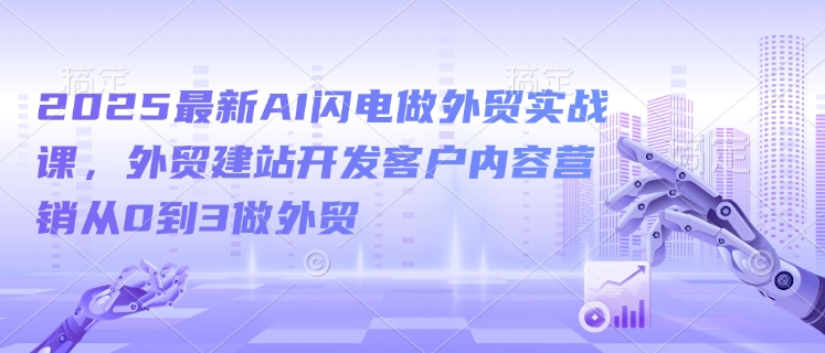 2025最新AI闪电做外贸实战课，外贸建站开发客户内容营销从0到3做外贸-梦清网创