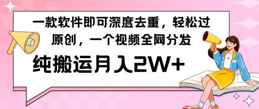 一款软件深度去重，轻松过原创，一个视频全网分发，纯搬运月入2W+-梦清网创
