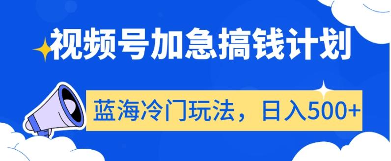 视频号加急搞钱计划，蓝海冷门玩法，日入500+【揭秘】-梦清网创