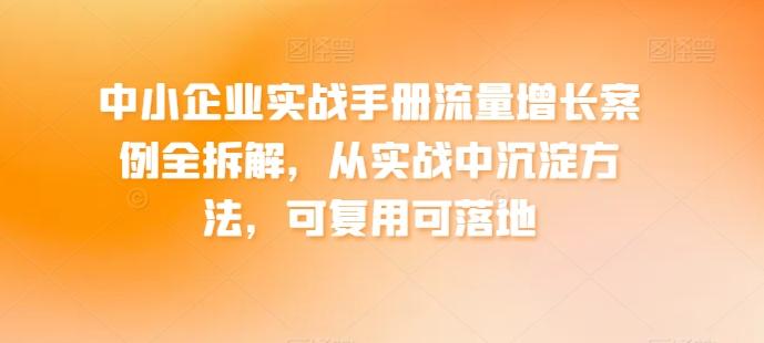 中小企业实战手册流量增长案例全拆解，从实战中沉淀方法，可复用可落地-梦清网创